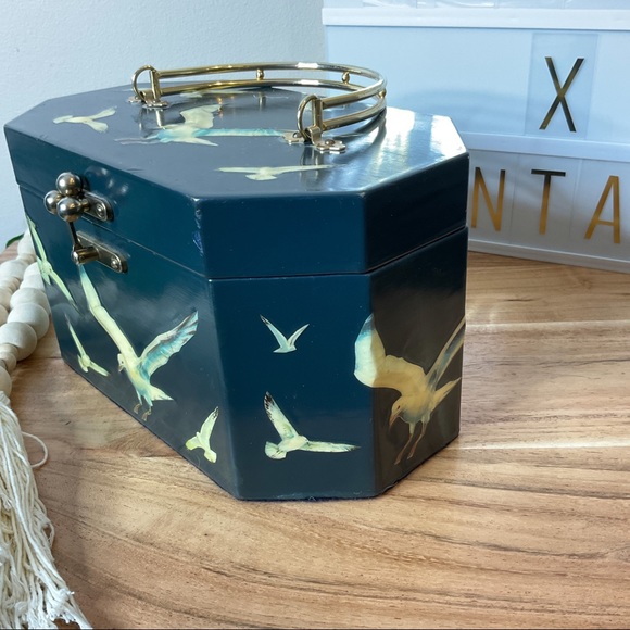 Vintage Annie Laurie Originals Palm Box Bag 3D Bird Decoupage Handbag 1950s Rare - Picture 2 of 13